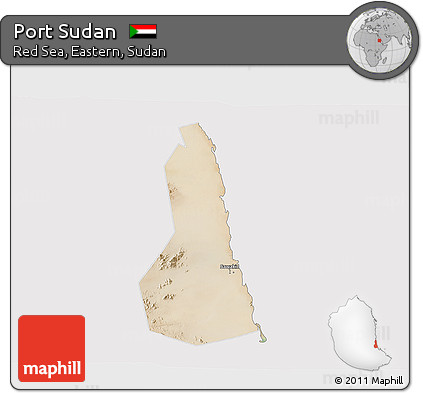 Satellite 3D Map of Port Sudan, cropped outside