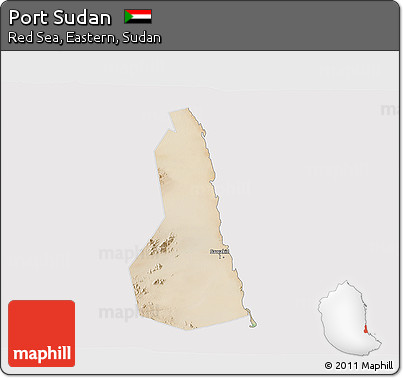 Satellite 3D Map of Port Sudan, cropped outside