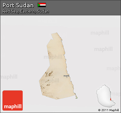 Satellite 3D Map of Port Sudan, cropped outside