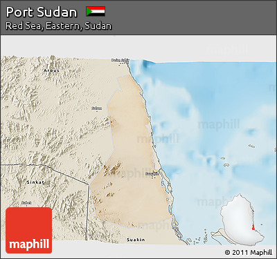 Satellite 3D Map of Port Sudan, shaded relief outside