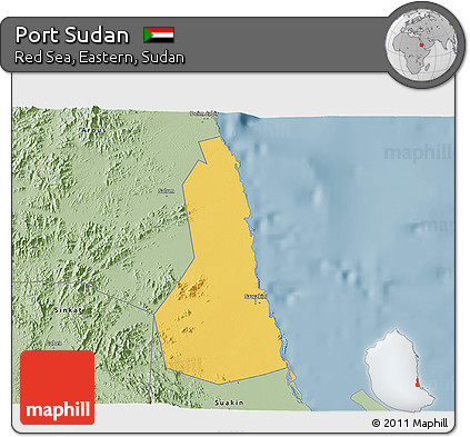 Savanna Style 3D Map of Port Sudan