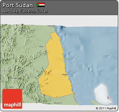 Savanna Style 3D Map of Port Sudan