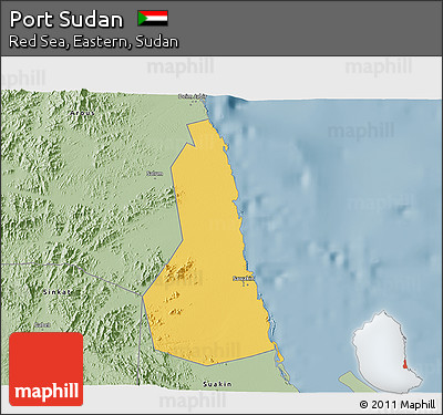 Savanna Style 3D Map of Port Sudan