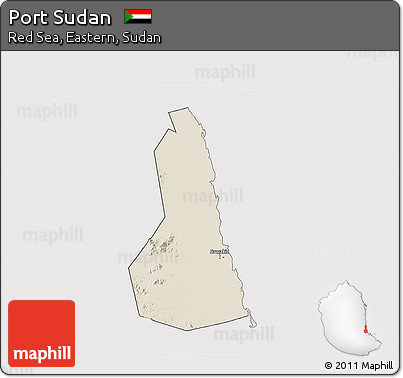 Shaded Relief 3D Map of Port Sudan, cropped outside