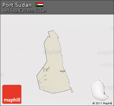 Shaded Relief 3D Map of Port Sudan, cropped outside