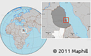 Gray Location Map of Port Sudan, highlighted parent region, highlighted grandparent region