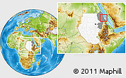 Physical Location Map of Port Sudan, highlighted country, highlighted grandparent region, within the entire country