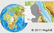 Physical Location Map of Port Sudan, highlighted country, highlighted grandparent region