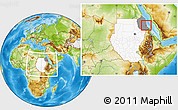 Physical Location Map of Port Sudan, highlighted country, highlighted parent region, within the entire country