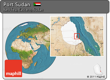Satellite Location Map of Port Sudan, highlighted parent region