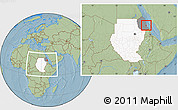 Savanna Style Location Map of Port Sudan, highlighted country, highlighted parent region, within the entire country, hill shading