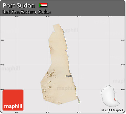 Satellite Map of Port Sudan, cropped outside
