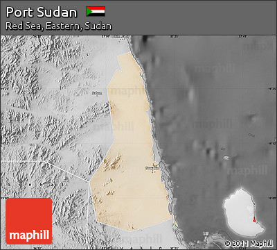 Satellite Map of Port Sudan, desaturated