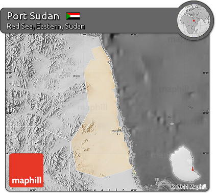 Satellite Map of Port Sudan, desaturated
