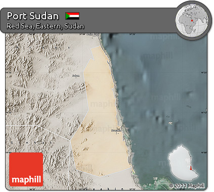 Satellite Map of Port Sudan, semi-desaturated