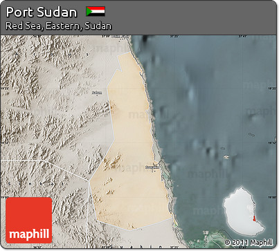 Satellite Map of Port Sudan, semi-desaturated