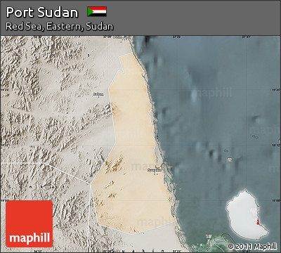Satellite Map of Port Sudan, semi-desaturated