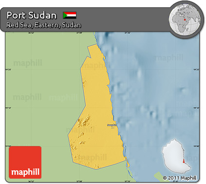 Savanna Style Map of Port Sudan, single color outside