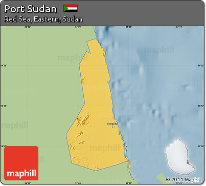 Savanna Style Map of Port Sudan, single color outside