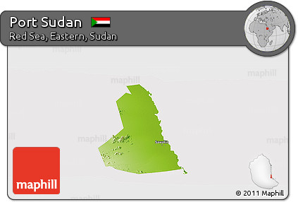 Physical Panoramic Map of Port Sudan, cropped outside