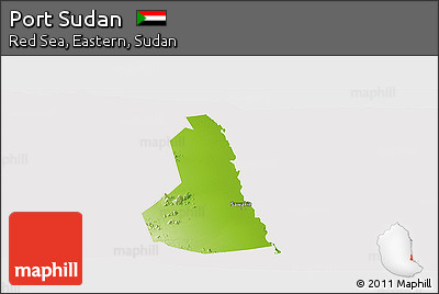 Physical Panoramic Map of Port Sudan, cropped outside