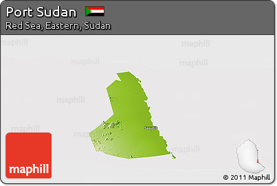 Physical Panoramic Map of Port Sudan, cropped outside