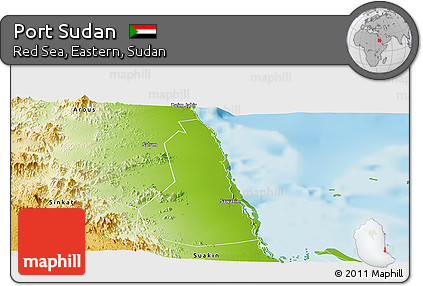 Physical Panoramic Map of Port Sudan