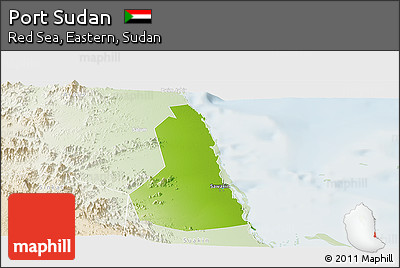 Physical Panoramic Map of Port Sudan, lighten