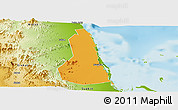 Political Panoramic Map of Port Sudan, physical outside