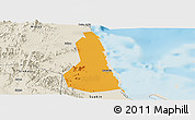 Political Panoramic Map of Port Sudan, shaded relief outside