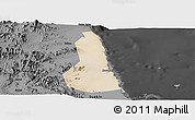 Satellite Panoramic Map of Port Sudan, darken, desaturated