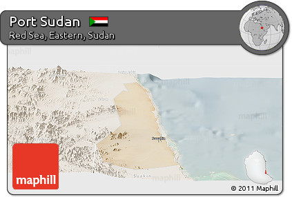 Satellite Panoramic Map of Port Sudan, lighten