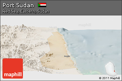 Satellite Panoramic Map of Port Sudan, lighten
