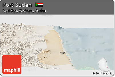 Satellite Panoramic Map of Port Sudan, lighten