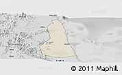 Shaded Relief Panoramic Map of Port Sudan, desaturated