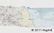 Shaded Relief Panoramic Map of Port Sudan, semi-desaturated