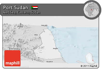 Silver Style Panoramic Map of Port Sudan