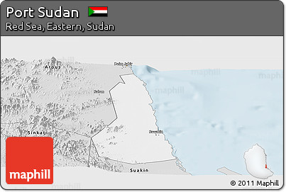 Silver Style Panoramic Map of Port Sudan
