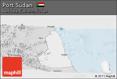 Silver Style Panoramic Map of Port Sudan