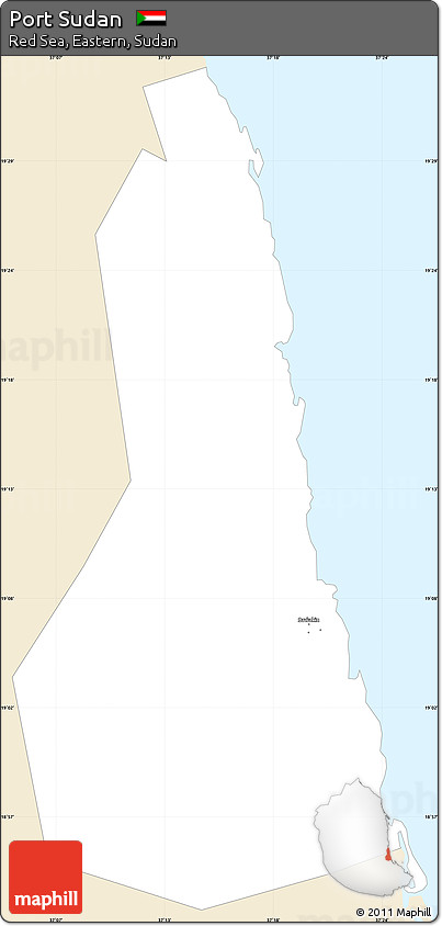 Classic Style Simple Map of Port Sudan, single color outside