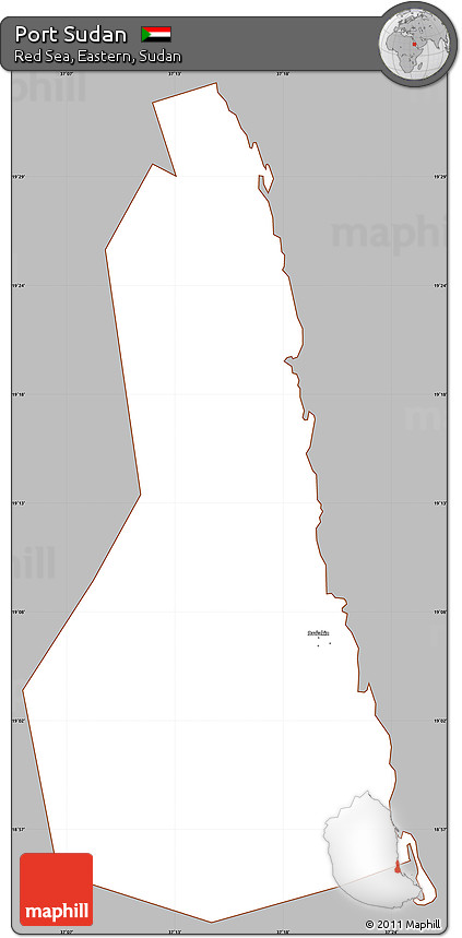 Gray Simple Map of Port Sudan, cropped outside