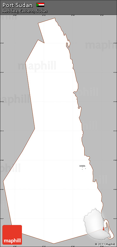 Gray Simple Map of Port Sudan, cropped outside