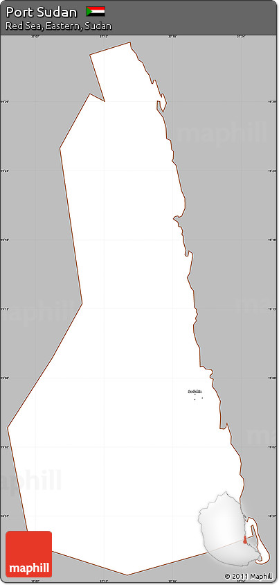 Gray Simple Map of Port Sudan, cropped outside