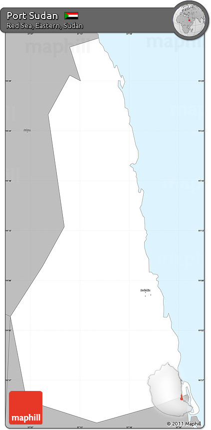 Gray Simple Map of Port Sudan