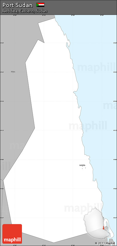 Gray Simple Map of Port Sudan
