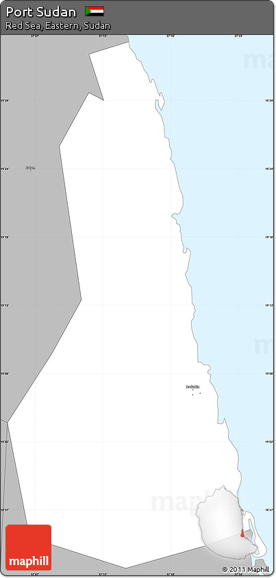 Gray Simple Map of Port Sudan