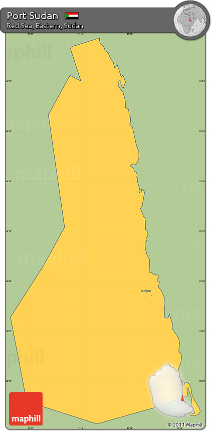Savanna Style Simple Map of Port Sudan, cropped outside