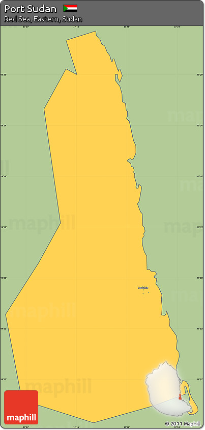 Savanna Style Simple Map of Port Sudan, cropped outside