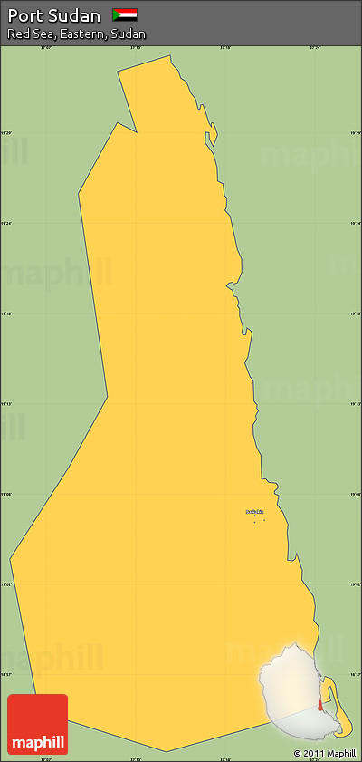 Savanna Style Simple Map of Port Sudan, cropped outside
