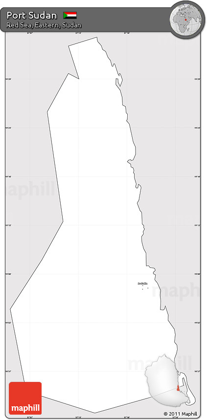 Silver Style Simple Map of Port Sudan, cropped outside